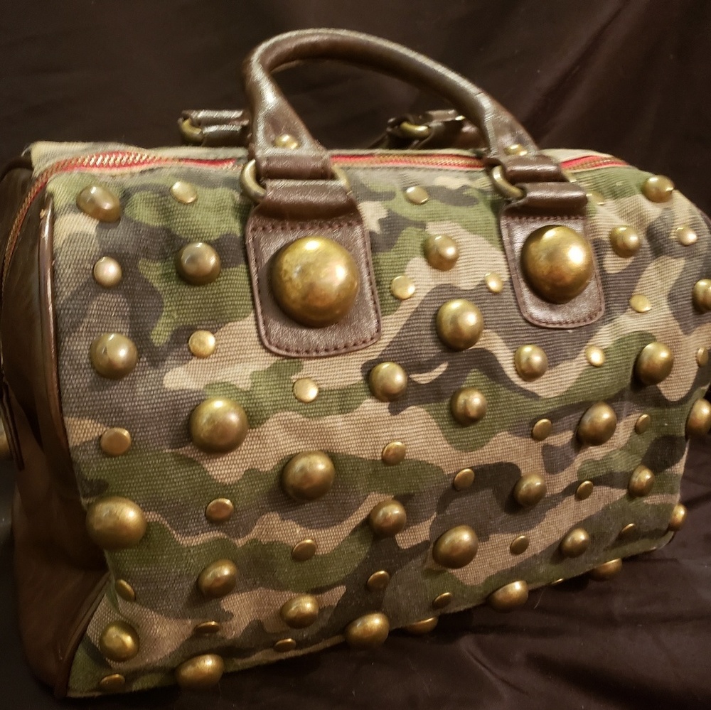 Camo Handbag with Hardware